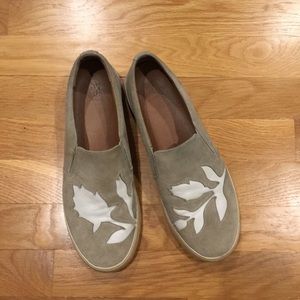 Frye Lena Floral Slip Ons (Cement Suede)